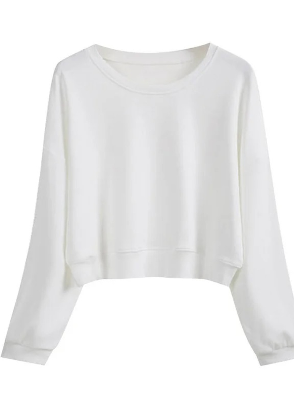 Women's White Cropped Crewneck Sweatshirt